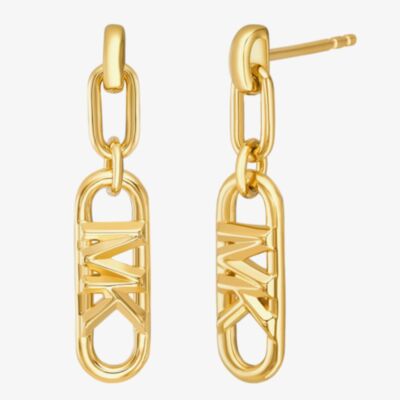 Michael Kors Premium MK Statement Link Gold-Tone Sterling Silver Dropper Earrings MKC164400710