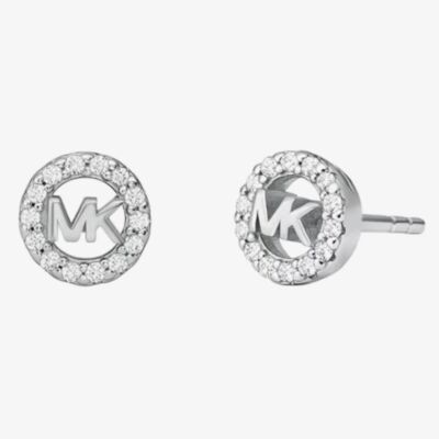 Michael Kors Silver Round Crystal Halo Stud Earrings MKC1727CZ040