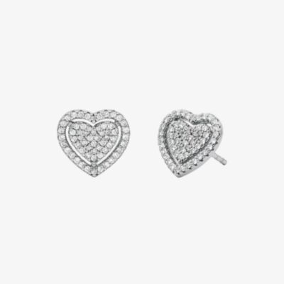 Michael Kors Love Sterling Silver Cubic Zirconia Heart Stud Earrings MKC1750CZ040