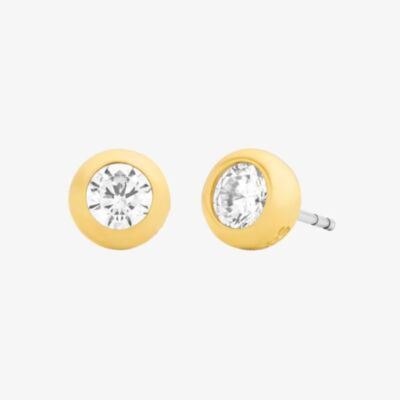 Michael Kors Yellow Gold Tone Plated Cubic Zirconia Round Stud Earrings MKJ8661710