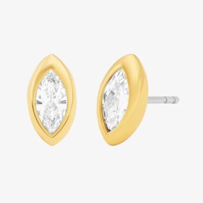 Michael Kors Yellow Gold Tone Plated Marquise Cut Cubic Zirconia Stud Earrings MKJ8677710