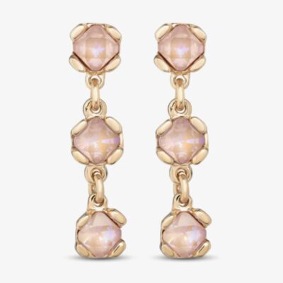 UNOde50 Sublime Gold Plated Pink Crystal Dropper Earrings PEN0912RSAORO0U