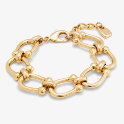 UNOde50 Serotonin Gold Plated Horseshoe Link Chain Bracelet PUL2421ORO0000M