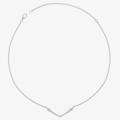 Lucy Quartermaine Silver Skinny Drip White Topaz V Necklace SDP1