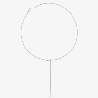 Lucy Quartermaine Silver Skinny Drip White Topaz Long Pendant Necklace SDP2