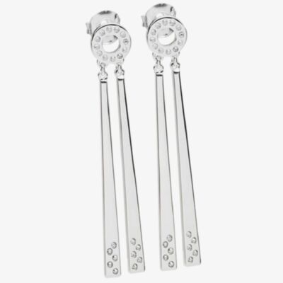Lucy Quartermaine Silver 2 Linea White Topaz Dropper Earrings ADER1
