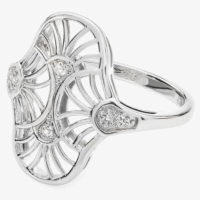 Lucy Quartermaine Silver Halo Double Post White Topaz Single Earring ADER10