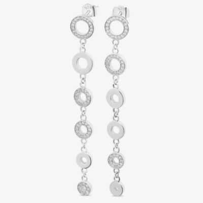 Lucy Quartermaine Silver Art Deco White Topaz Halo Dropper Earrings ADER8