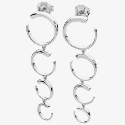 Lucy Quartermaine Silver Quarter Luna Dropper Earrings LER4