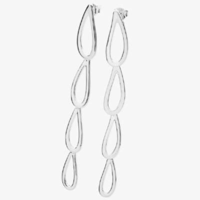 Lucy Quartermaine Silver Large Petal Dropper Earrings PER1