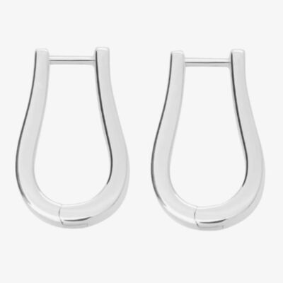 Lucy Quartermaine Silver Petal Medium Hoop Earrings PH2