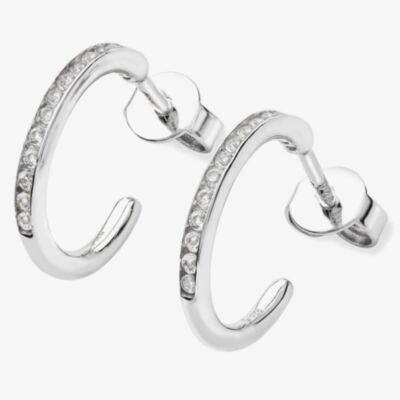 Lucy Quartermaine Silver Skinny Drip White Topaz Hoop Earrings SDER1