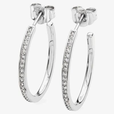 Lucy Quartermaine Silver Skinny Drip Medium Hoop Earrings SDER3