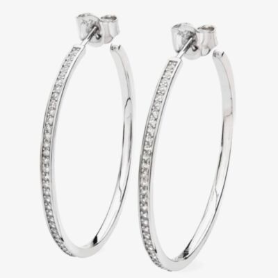 Lucy Quartermaine Silver Skinny Drip Large Hoop Earrings SDER4