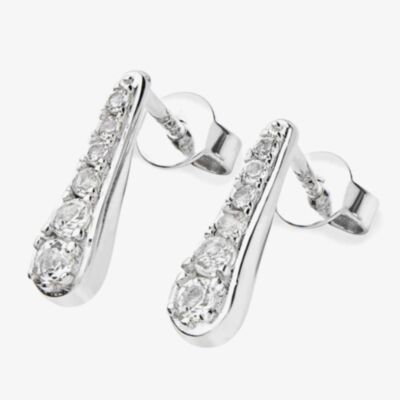 Lucy Quartermaine Silver Skinny Drip White Topaz Stud Earrings SDS1