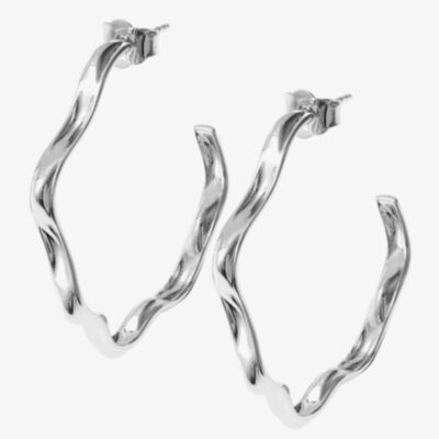 Lucy Quartermaine Silver Splash Wave Hoop Earrings SER6