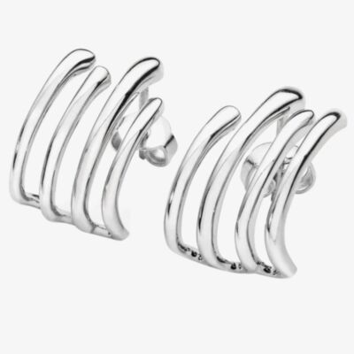Lucy Quartermaine Silver Waterfall 4 Hoop Stud Earrings WFS1