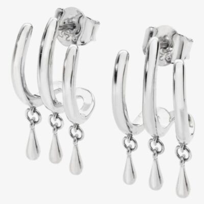 Lucy Quartermaine Silver Waterfall 3 Hoop Stud Earrings WFS2