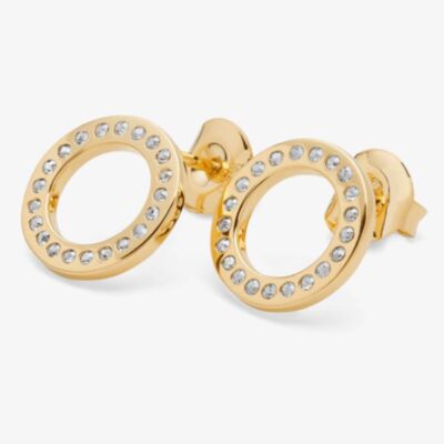 Lucy Quartermaine Gold Vermeil Art Deco White Topaz Halo Stud Earrings ADS1G