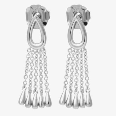 Lucy Quartermaine Silver Petal Chandelier Dropper Earrings PER5