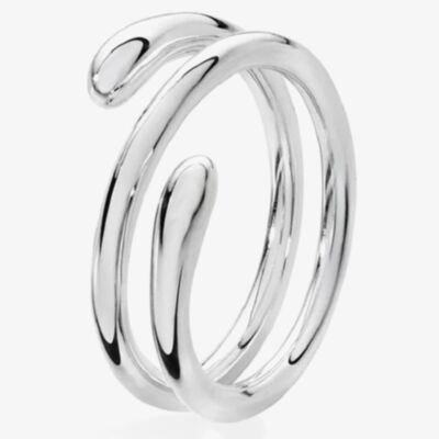 Lucy Quartermaine Silver Drop Coil Ring DR12