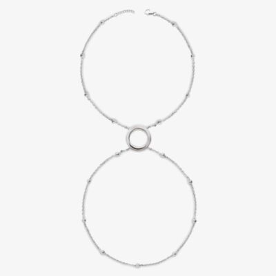 Lucy Quartermaine Silver Art Deco Halo Hand Chain Bracelet ADHC1