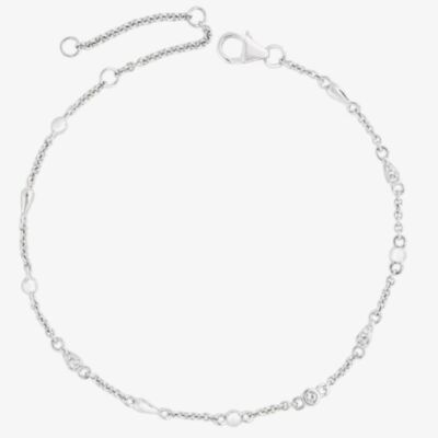 Lucy Quartermaine Silver Skinny Drip White Topaz Anklet SDA1
