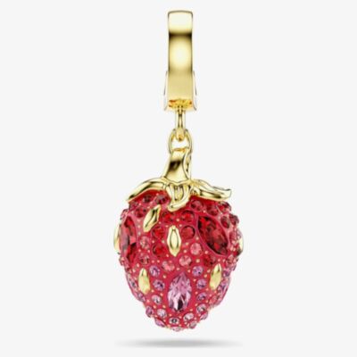 Swarovski Idyllia 18ct Gold Tone Plated Crystal Strawberry Charm 5743136