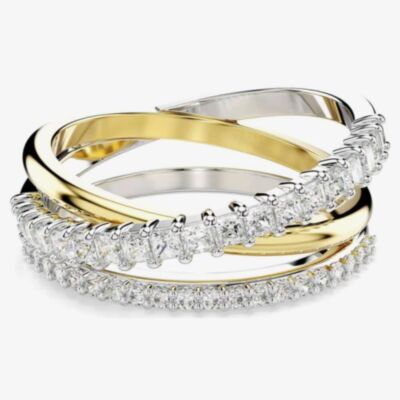 Swarovski Hyperbola Two Colour Mixed Cuts Three Row Ring 568972