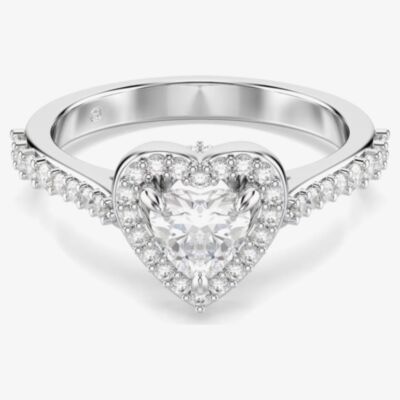 Swarovski Una Angelic Rhodium Plated Heart Crystal Ring 5744046