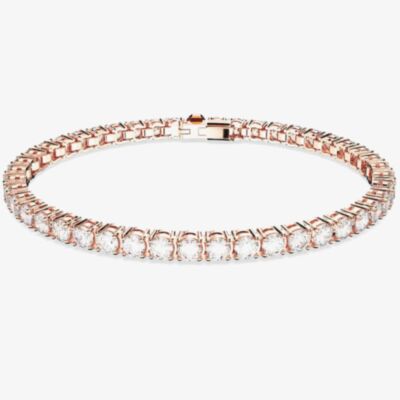 Swarovski Matrix White Rose Gold Plated Tennis Bracelet 5657659 M