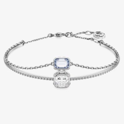 Swarovski Stilla Blue Mixed Cuts Rhodium Plated Bangle 5668244 (M)