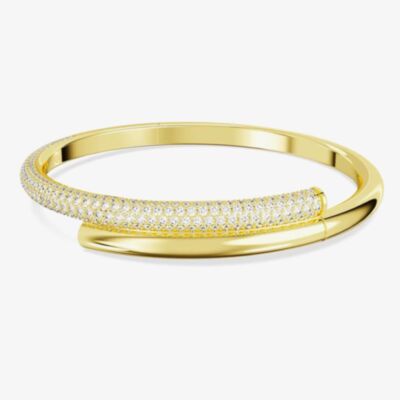 Swarovski Dextera Magnetic Closure Gold Tone Plated Hinged Bangle 5669498