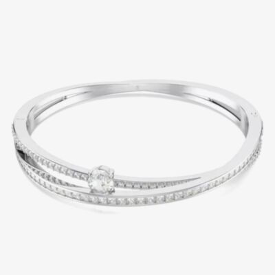 Swarovski Hyperbola Rhodium Plated Crossover Bangle 569122