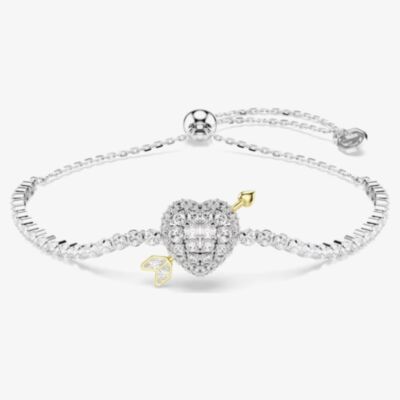 Swarovski Idyllia Rhodium Plated Arrow Heart Sliding Bracelet 5742022