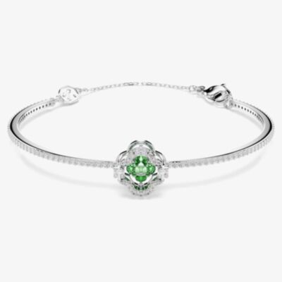 Swarovski Una Angelic Rhodium Plated Clover Bangle 5757791