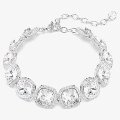 Swarovski Una Angelic Rhodium Plated Cushion Multi Halo Bracelet 5751558
