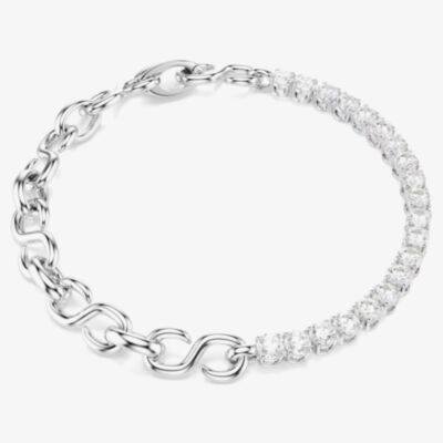 Swarovski Matrix Rhodium Plated S Link Half Tennis Bracelet 5753926
