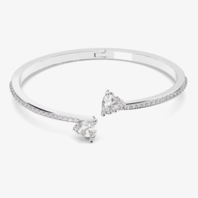 Swarovski Mesmera Rhodium Plated Heart Cut Small Bangle 5535354