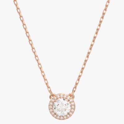 Swarovski Ladies Constella Rose Gold-Plated Halo Necklace 5636272