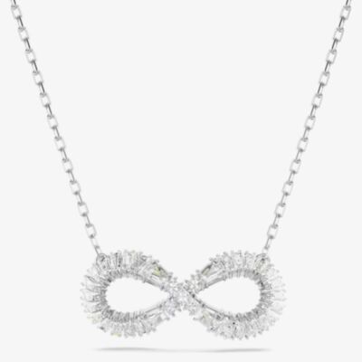 Swarovski Hyperbola Rhodium Plated White Infinity Necklace 5679434