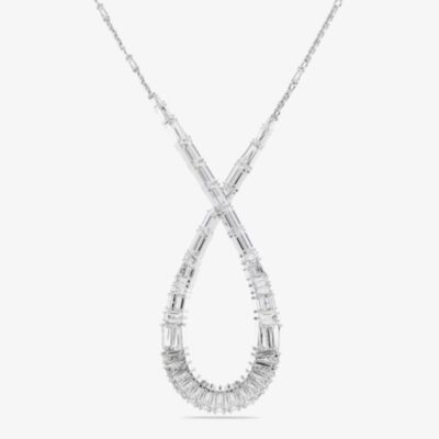 Swarovski Hyperbola Rhodium Plated Mixed Cut Crossover Necklace 5679438