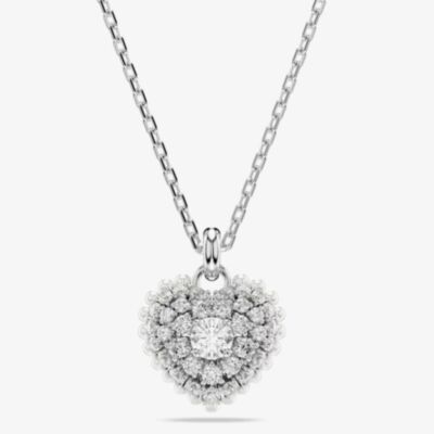 Swarovski Hyperbola Rhodium Plated White Heart Necklace 5684386