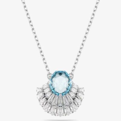 Swarovski Idyllia Rhodium Plated Blue Crystal Shell Necklace 5689195