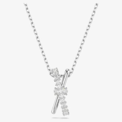Swarovski Hyperbola Rhodium Plated Mixed Cuts Two Row Necklace 5689723