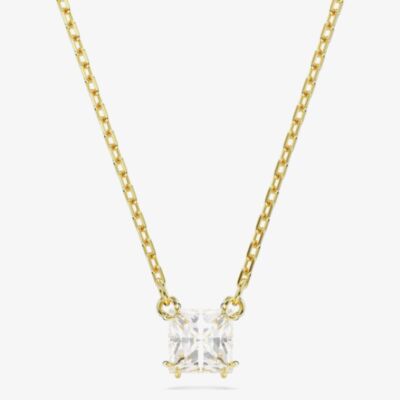 Swarovski Stilla Gold Tone Plated White Square Necklace 5693153