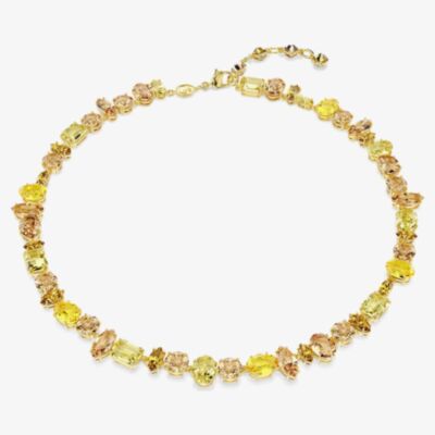 Swarovski Gema Gold Tone Plated Mixed Yellow Crystal Tennis Necklace 5718071
