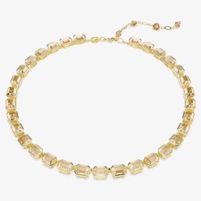 Swarovski Millenia Gold Tone Plated Yellow Octogan Crystal Tennis Necklace 5718674
