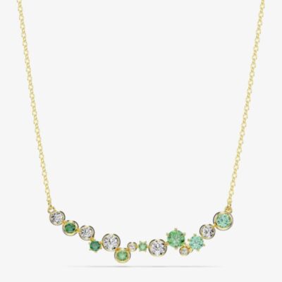 Swarovski Constella Gold Tone Plated Green & White Crystal Necklace 5732247