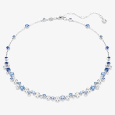 Swarovski Constella Rhodium Plated Mixed Cut Blue Crystal Necklace 5732255